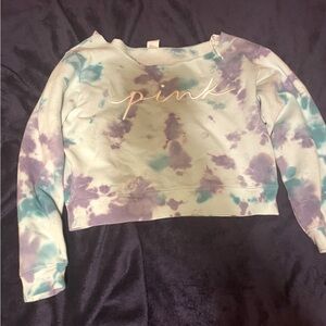 PINK Victoria's Secret Blue and Purple Tie-Dye Top
